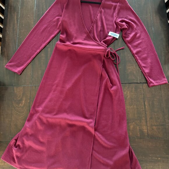 NWT Burgundy Midi Wrap Sweater Dress from Old Navy Sz XL - Picture 3 of 6